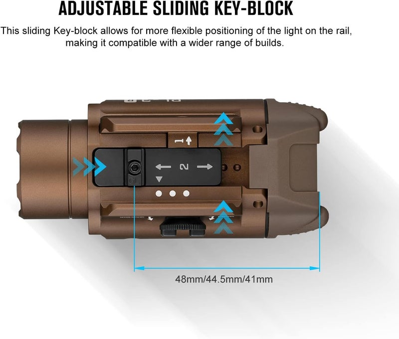OLIGHT PL-3R Valkyrie Rechargeable Tactical Light, 1500 Lumens Rail-Mounted Weaponlight, LED Flashlight with Built-in Battery, Rail Locating Keys for 1913 Picatinny, GL Style - Image 4